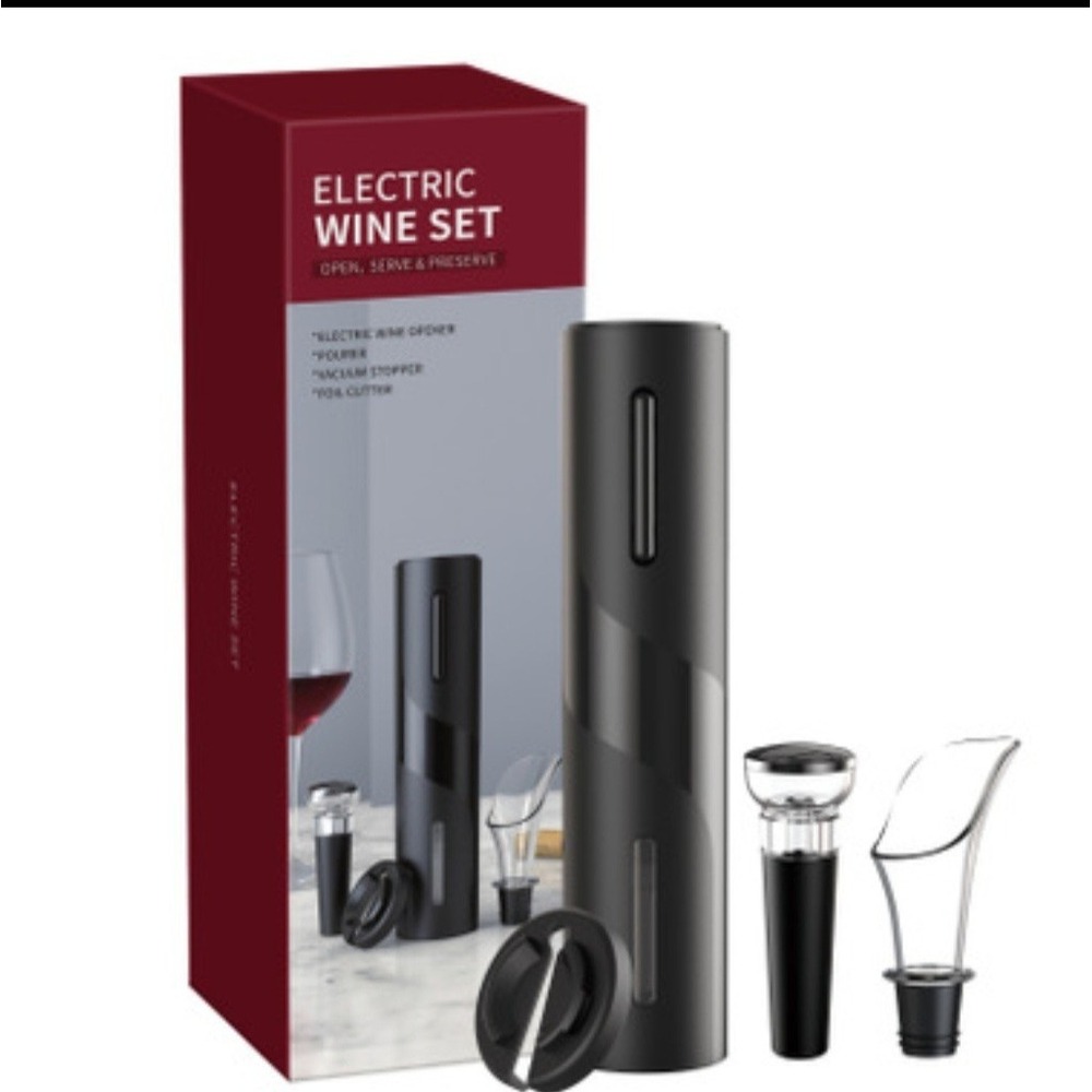 Electric Wine Bottle Corkscrew‎ Opener Set with Foil Cutter,Pourer & Stopper
